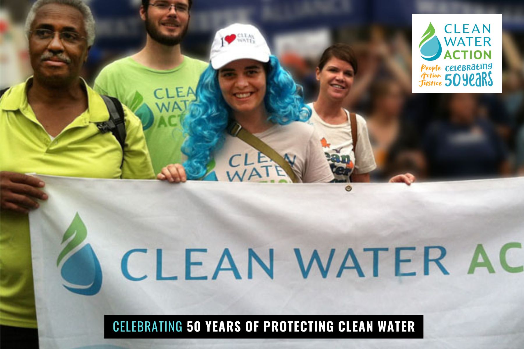 Clean Water Action staff holding a banner