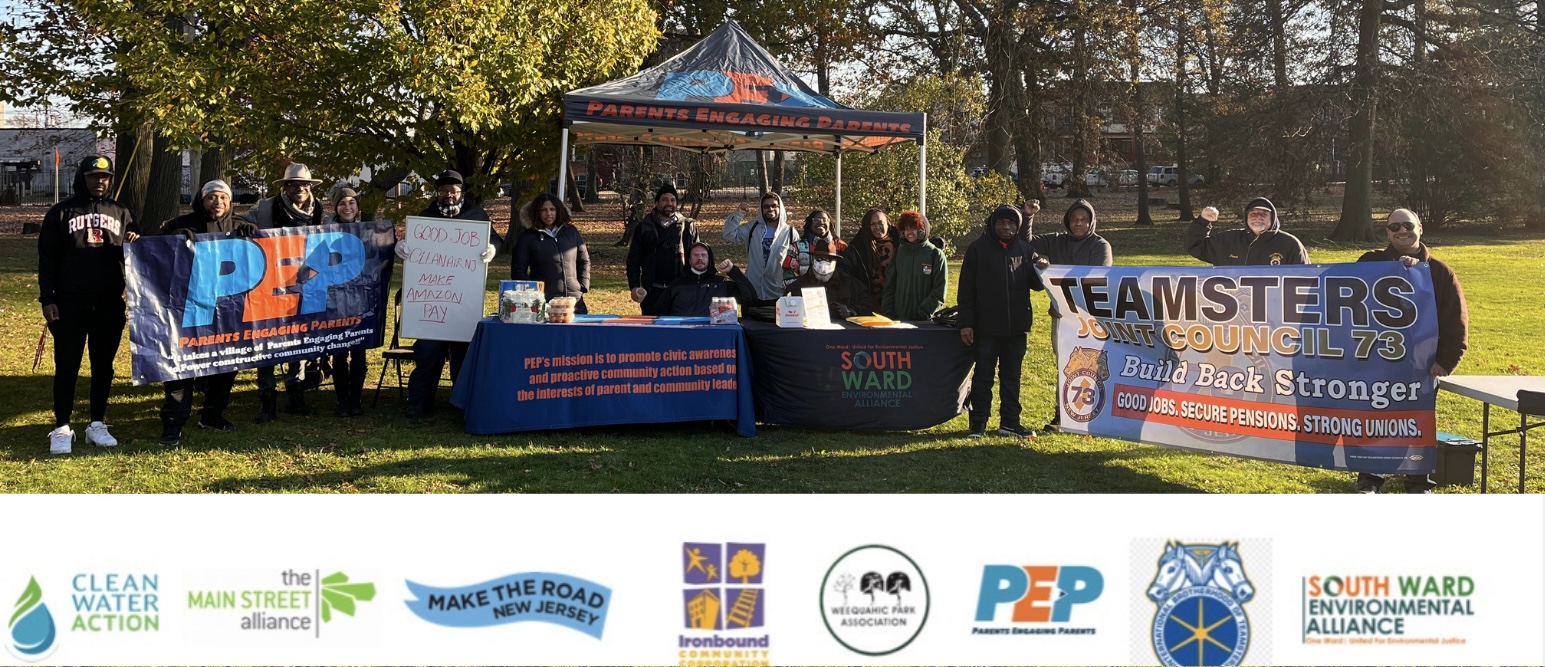 Good Jobs Clean Air New Jersey members from envionmental, community, and labor organizations with banners