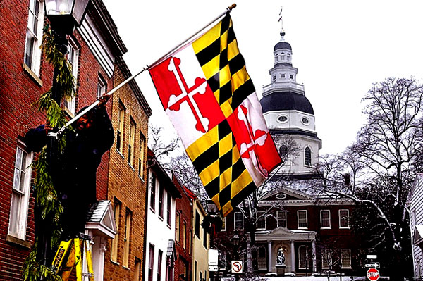 Maryland State House and Flag