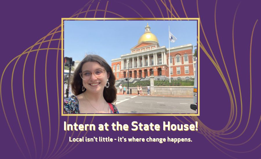 Image of Clean Water Action's MA Intern Catherine Middleman at the MA State House