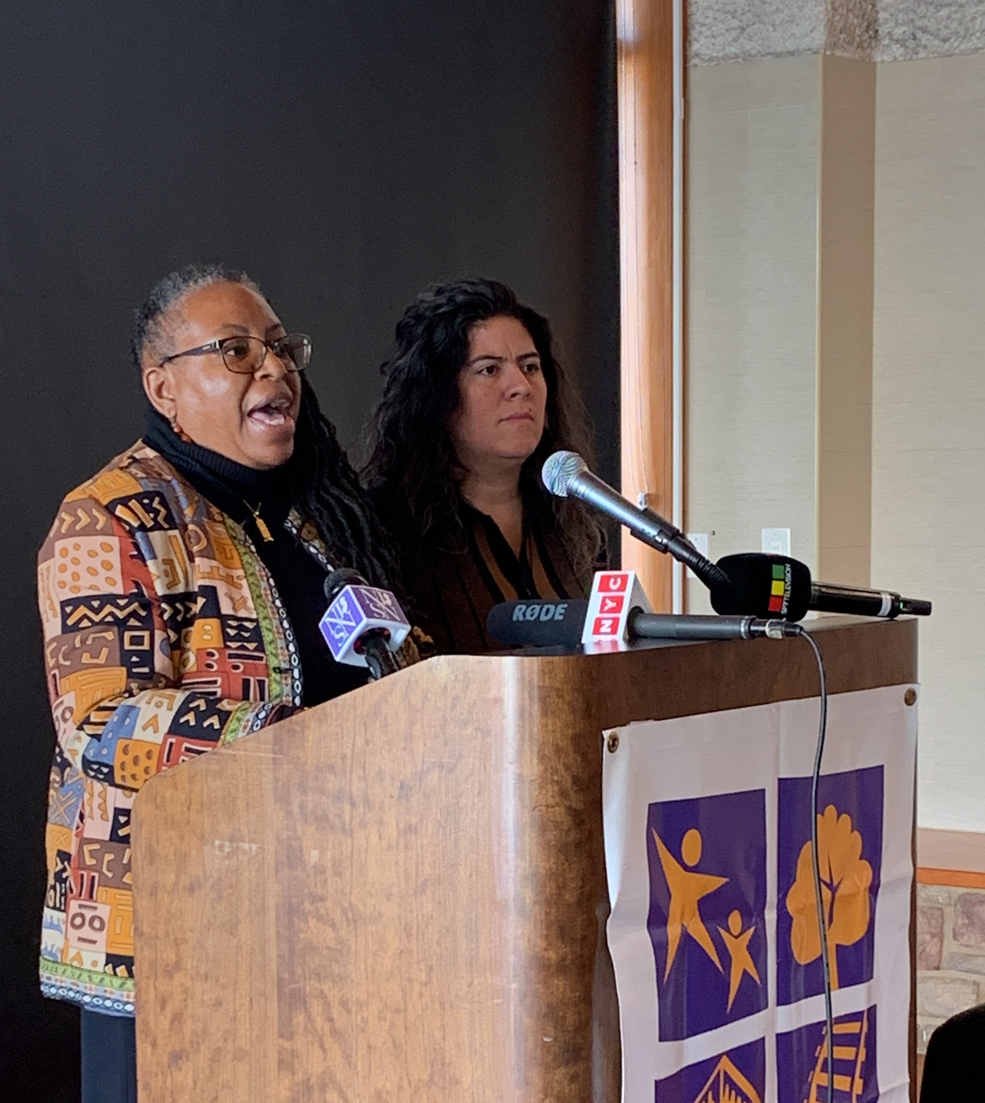 Image of Clean Water Action Environmental Justice Director Kim Gaddy speaking in Newark, NJ
