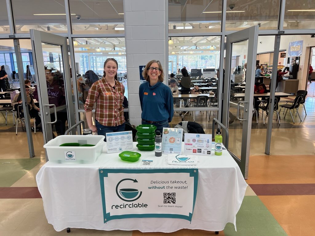 Image of Clean Water Action and Recirclable tabling at an event in Newton, MA for ReThink Disposable