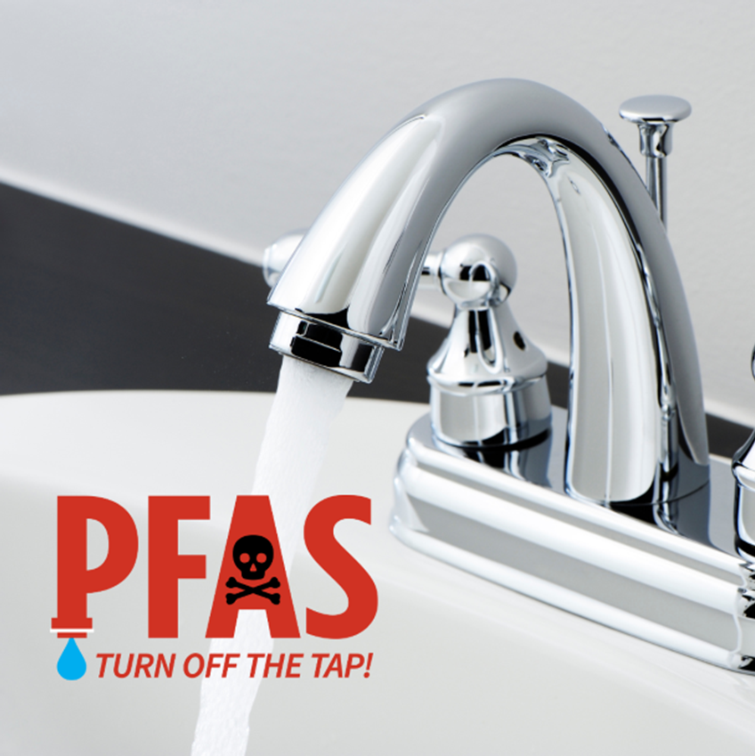 Water Faucet with PFAS Turn Off the Tap tagline