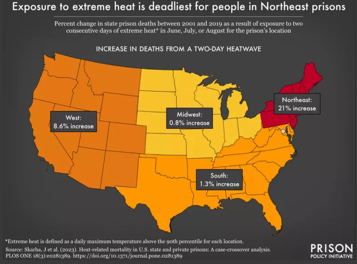 Graphic design: Exposure to extreme heat in northeastern prisons