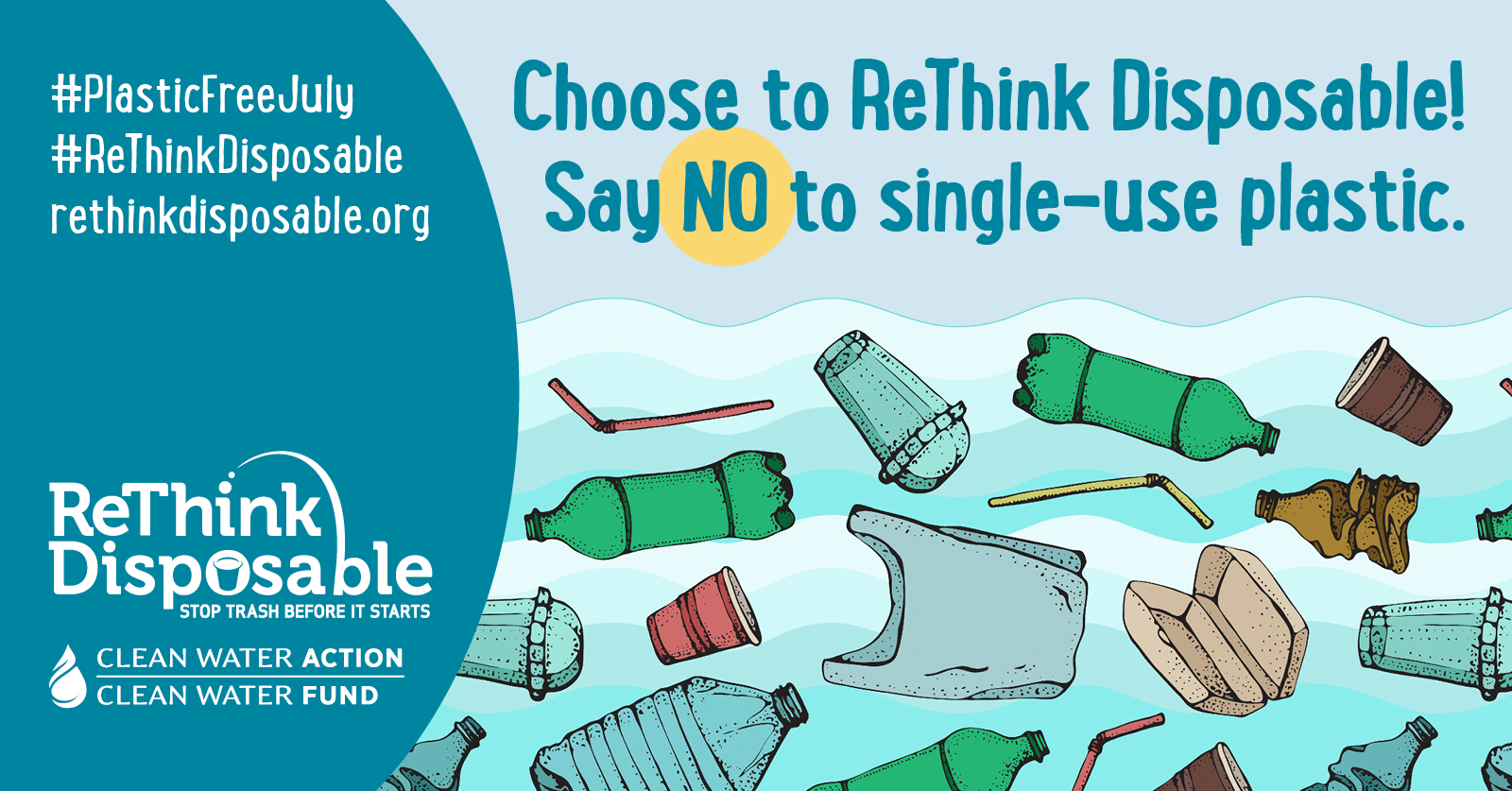 rethink disposable plastic free july graphic 2025