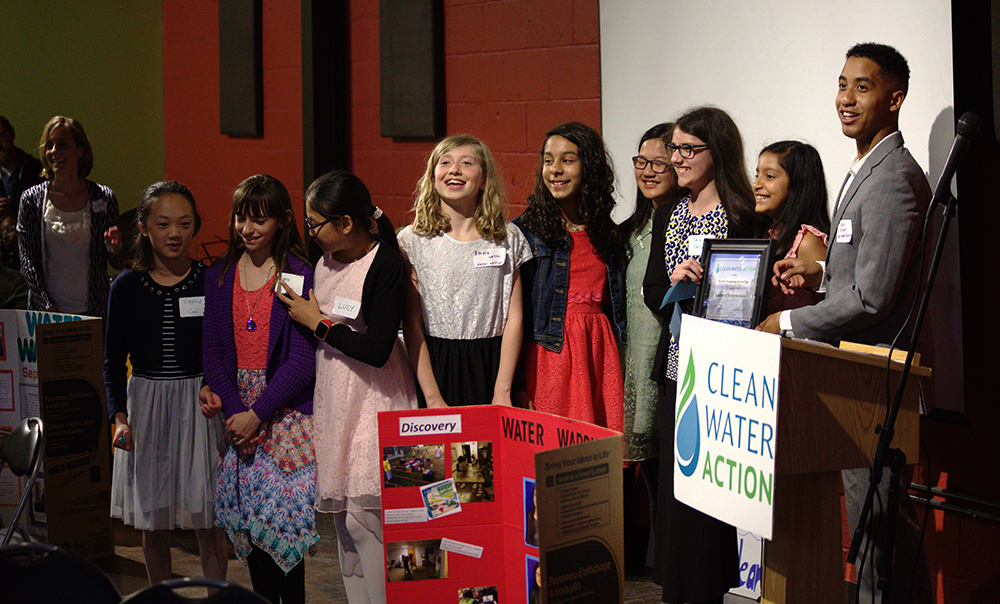 The “Water Warriors” receiving the Leaders of Tomorrow award at the 2018 GLAC