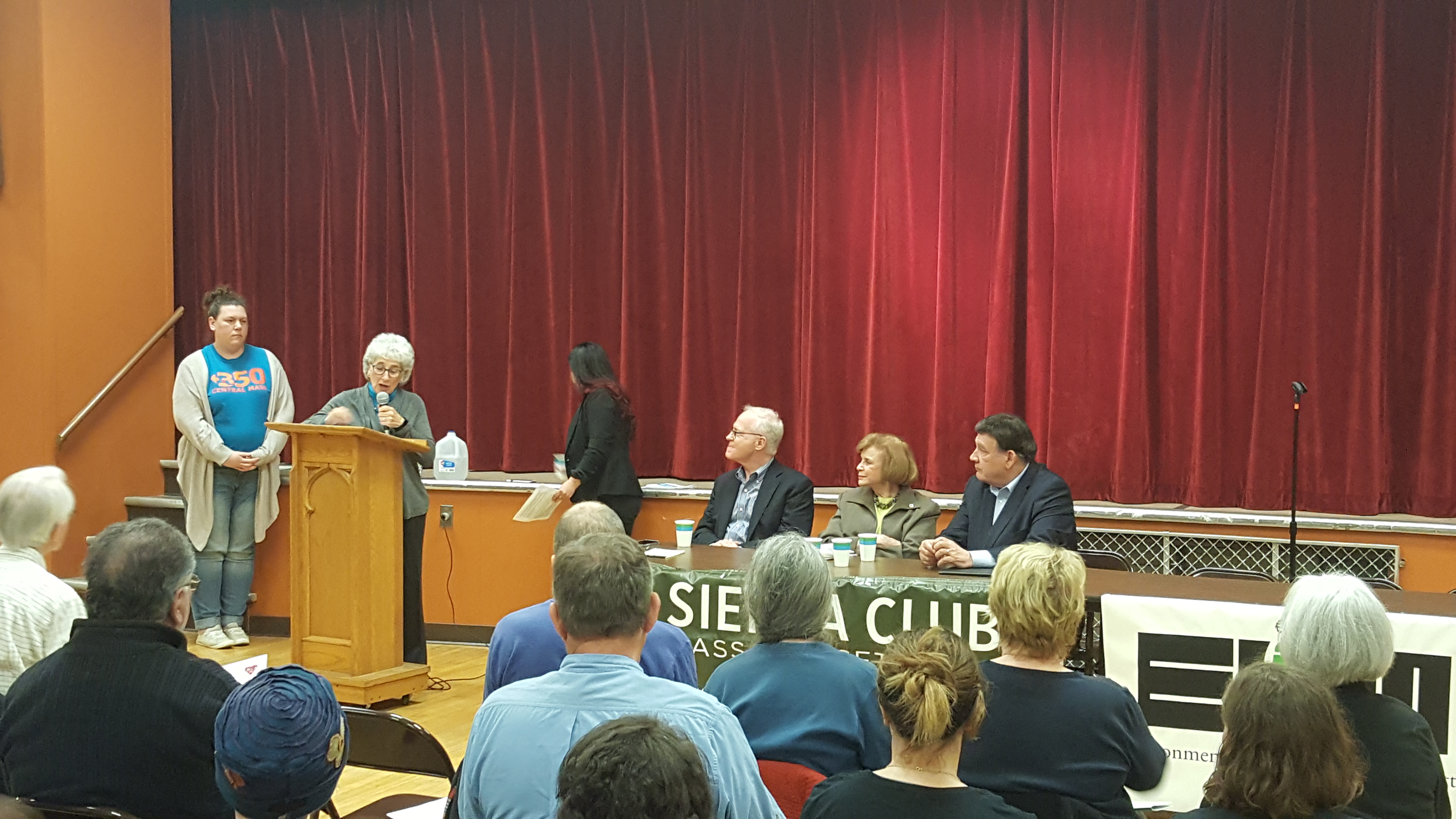 Clean Water Action Massachusetts Advisory Board Member Margot Barnet at the podium in Worcester, MA.  