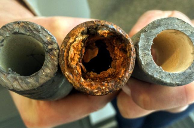 image of a corroded lead pipe
