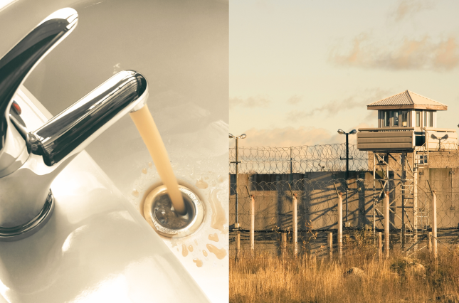 Image of dirty tap water and a prison