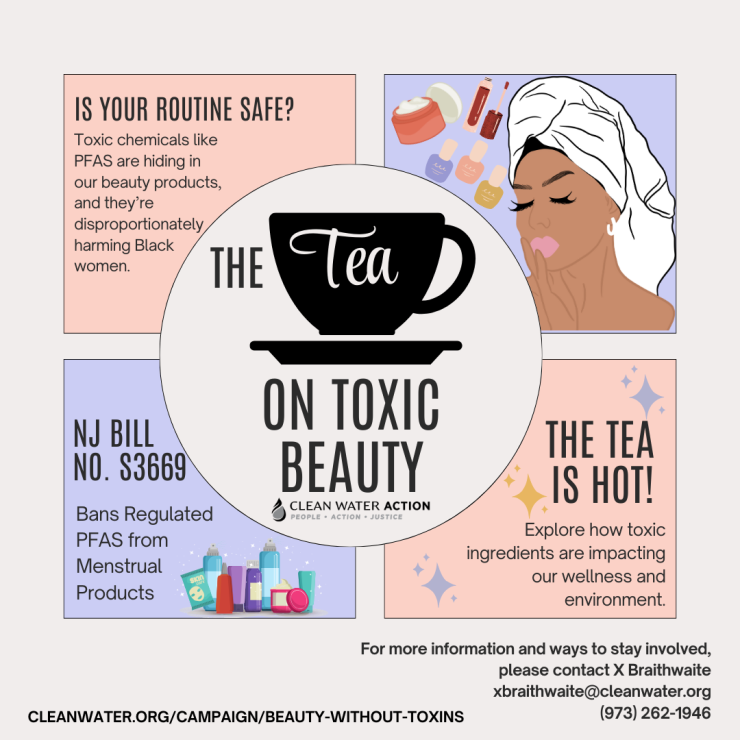 Graphic design that says The Tea on Toxic Beauty