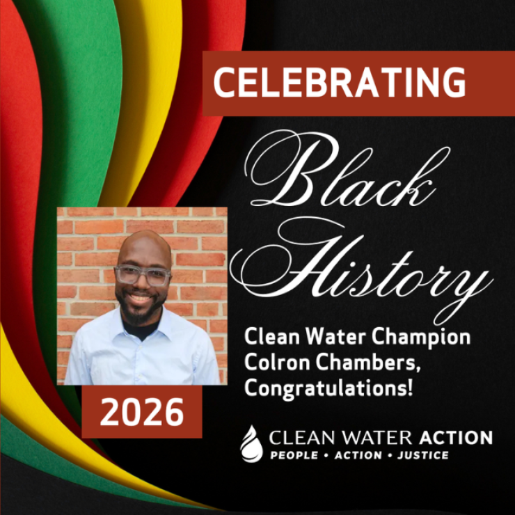 Black History Month Water Champion Graphic with BHM banner and photo of 2026 recipient Colron Chambers