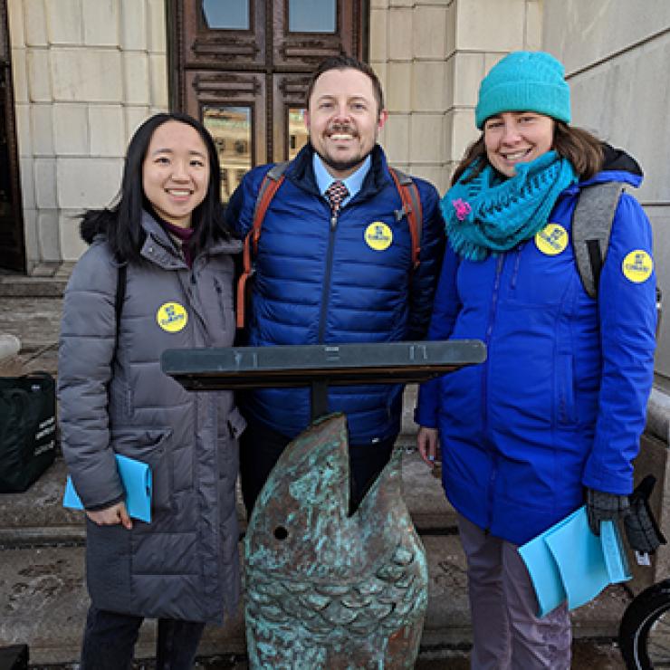 Left to right: ReThink Disposable intern Annie Huang, Johnathan Berard, Michelle Beaudin.