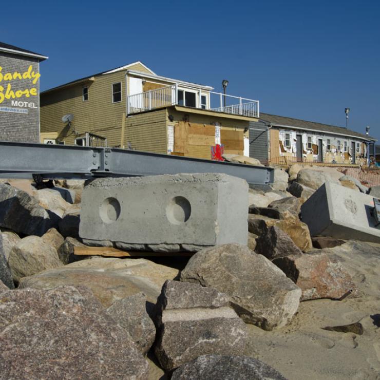 Post storm damage along a shore