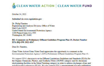 Clean Water Action letter to EPA October 2021 Page 1