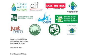 Rhode Island Enviro letter to Gov McKee re Bottle Bill | Page 1