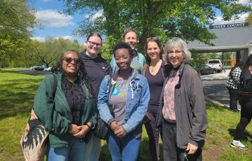 Image of Clean Water Action's Tolani Taylor joining Kim Gaddy, Amy Goldsmith and allies on a Port of Newark Tour