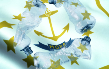 Image of plastic bottles in a recycling symbol shape with text "Hope" and an anchor