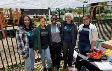 Image of NJ staff of Clean Water Action at a World Asthma Day diesel truck count event in Elizabeth, NJ