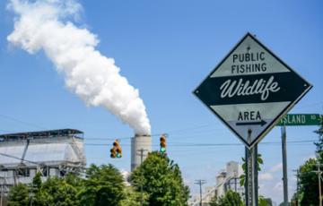 Toxic Power Plant near a fishing spot - Photo courtesy Pete Harrsion, Waterkeeper Alliance