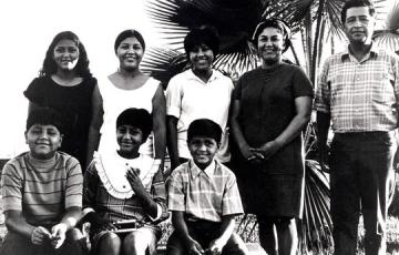 Helen and Cesar Chavez with six of their eight children in 1969 near Delano, California. Standing from left are Anna, Eloise and Sylvia. Seated from left are Paul, Elizabeth and Anthony. (Photo: United Farm Workers)