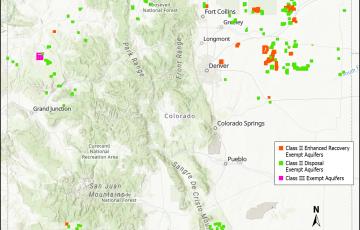 Map of Colorado aquifer exemptions