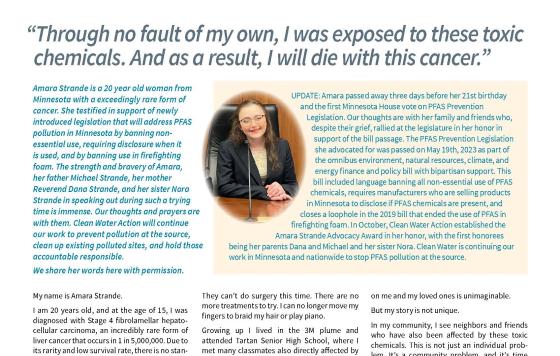 Page 1: Minnesota 2023 PFAS Prevention Package: Amara's Law