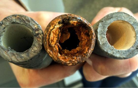 image of a corroded lead pipe