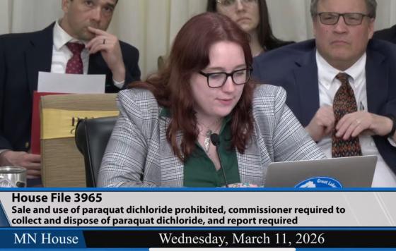 Livestreamed hearing where Morgan Schafer is speaking on HF 3965 on sale and use of paraquat dichloride