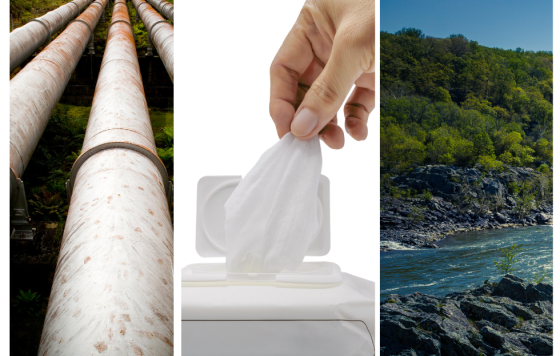 Pipes Wipes and Potomac River photos side by side