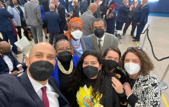 Kim Gaddy with Sen Booker and other leaders in Newark