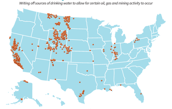 US Map with Aquifer Exemptions plotted